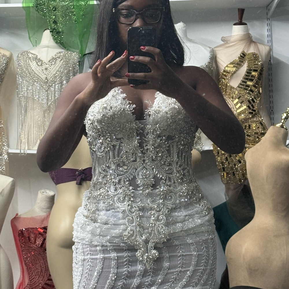 Birthday Dress Elegant Beaded White Gown